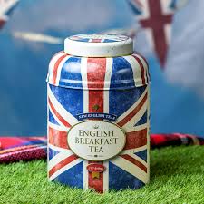 New English Teas Union Jack Tea Tin with 40 English Breakfast Teabags, British Souvenir