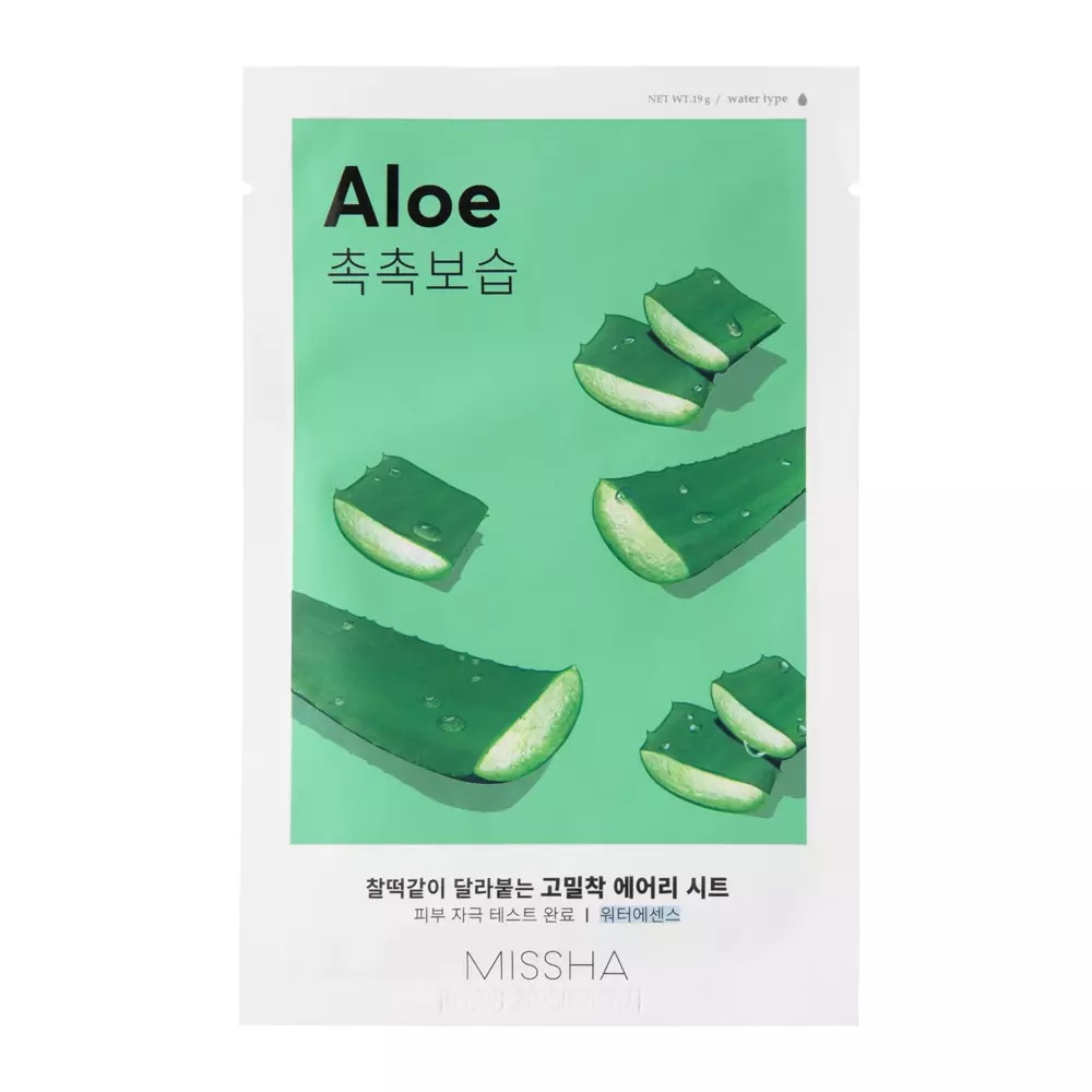 Missha – Airy Fit Sheet Mask – Aloe – Moisturizing and Elasticizing Sheet Mask – 19g