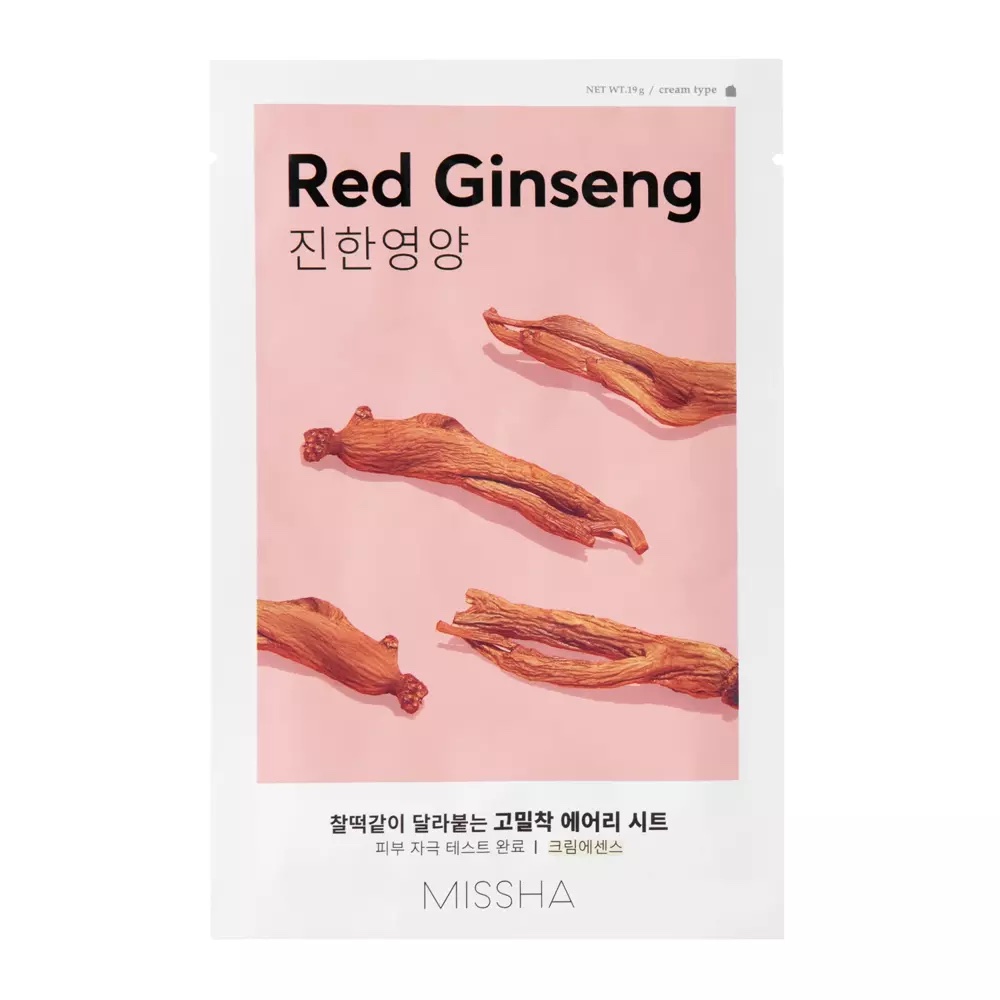 Missha – Airy Fit Sheet Mask – Red Ginseng – Nourishing Sheet Mask – 19g