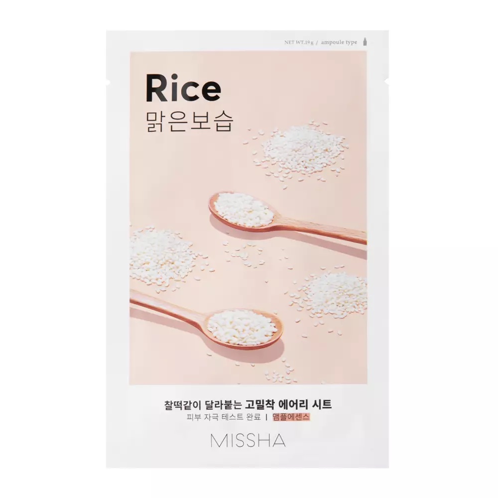 Missha – Airy Fit Sheet Mask – Rice – Brightening and Smoothing Sheet Mask – 19g